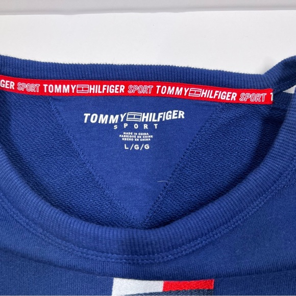 Tommy Hilfiger Sport Crew Neck Sweat Shirt Cropped Sweater with Logo Sleeves - Picture 8 of 11